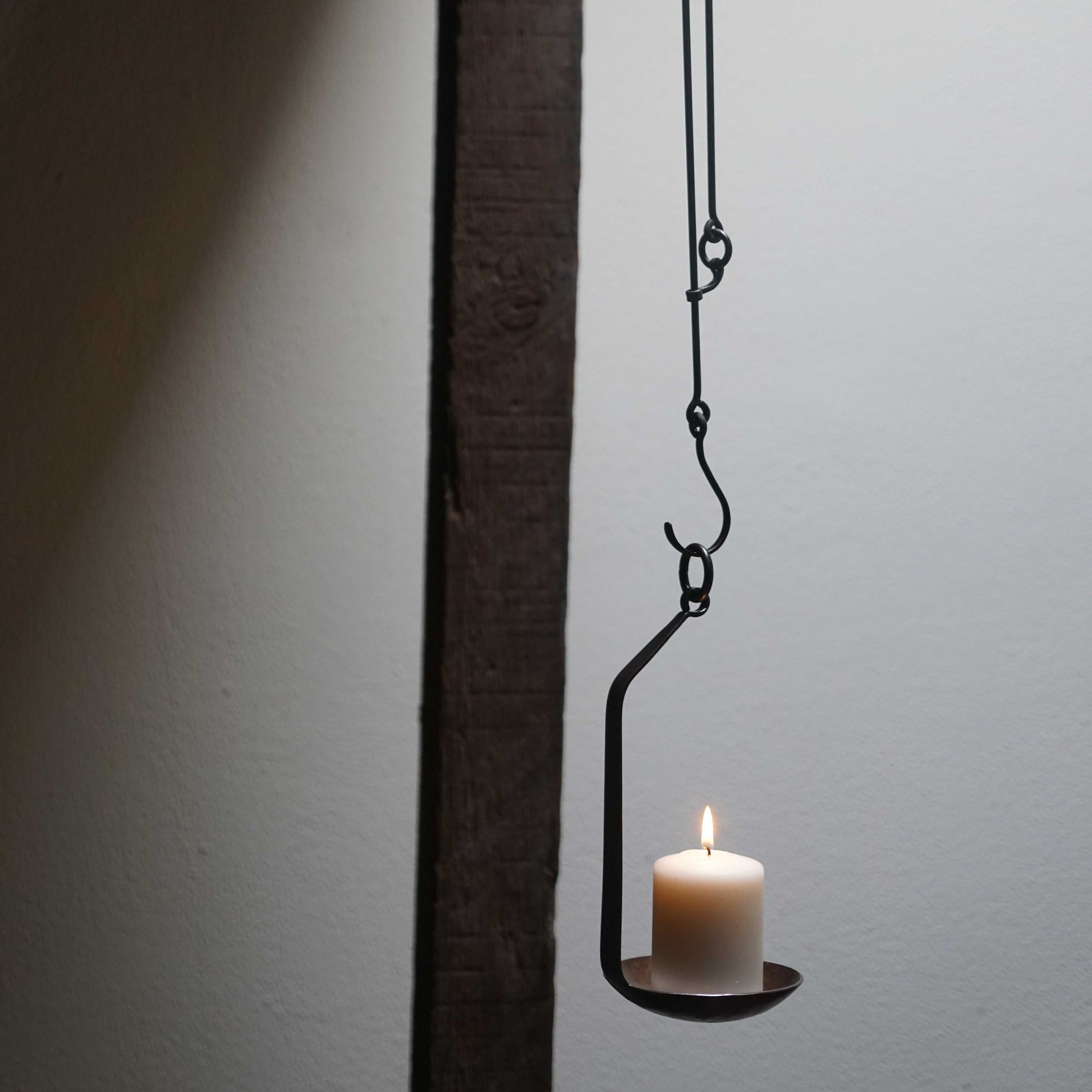 Hand Forged Long Handle Ladle Style Tealight Wall Candle Holder