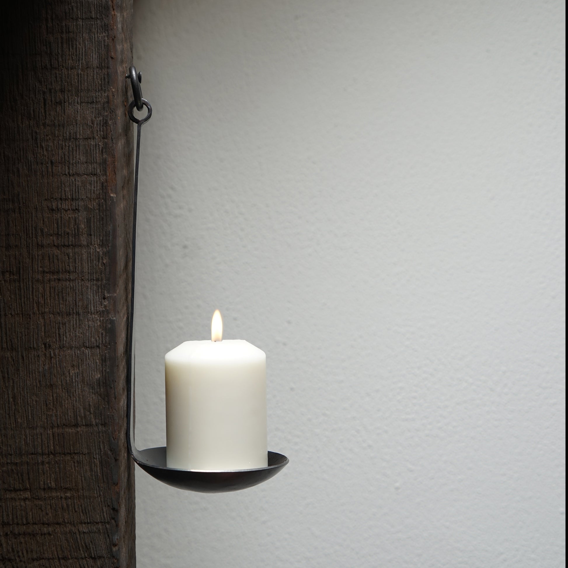 Hand Forged Long Handle Ladle Style Tealight Wall Candle Holder