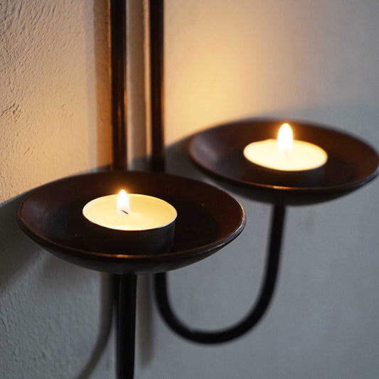 Hand Forged Iron Wall Mount Candelabra - Two Arm