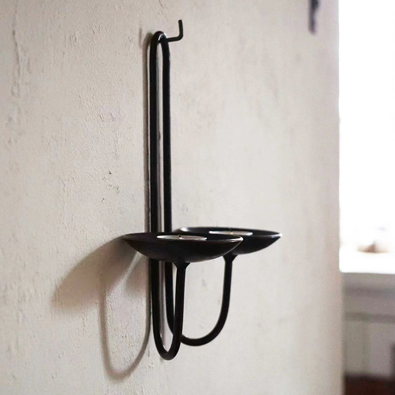 Hand Forged Iron Wall Mount Candelabra - Two Arm