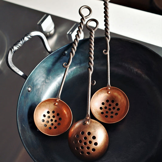 Hand Forged Twisted Iron and Solid Copper Spoon