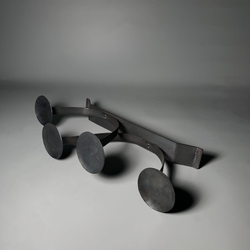 Hand Wrought Iron Brutalist Tabletop Candelabra - Four Arm