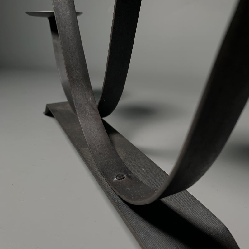 Hand Wrought Iron Brutalist Tabletop Candelabra - Four Arm