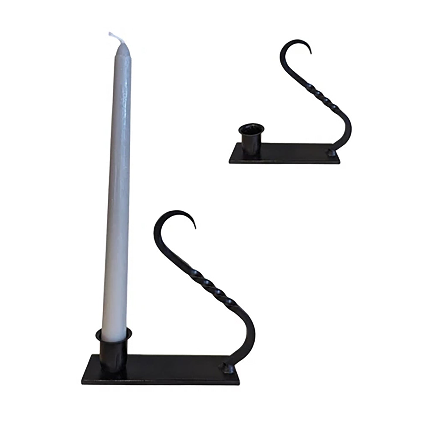 Hand Wrought Iron Handheld Tabletop Taper Candle Stick