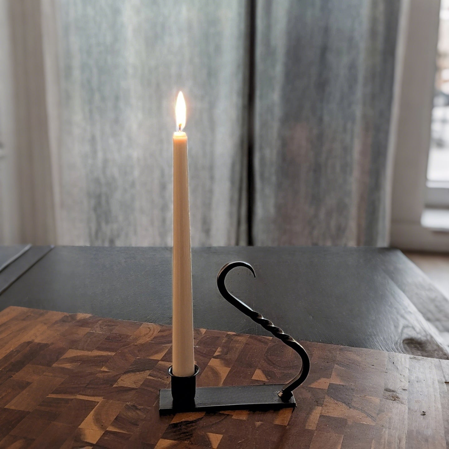 Hand Wrought Iron Handheld Tabletop Taper Candle Stick