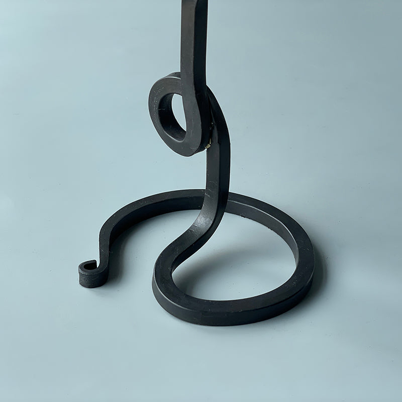 Hand Wrought Iron Vintage Calla Lily Taper Tabletop Candle Stick