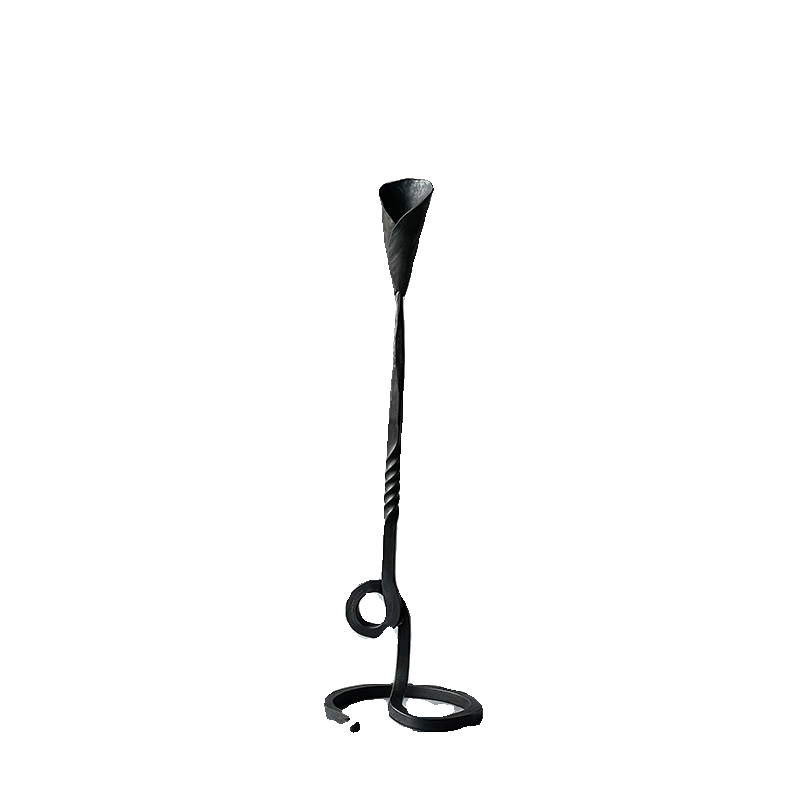 Hand Wrought Iron Vintage Calla Lily Taper Tabletop Candle Stick