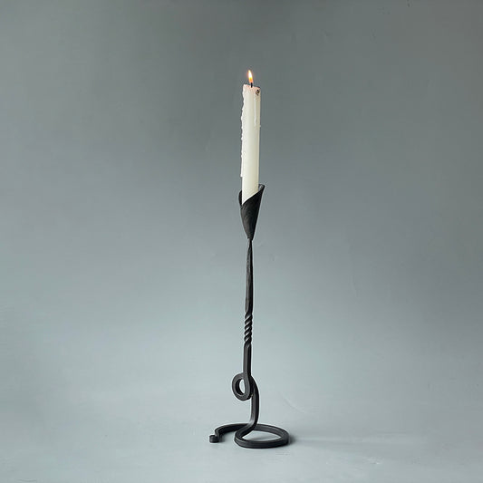 Hand Wrought Iron Vintage Calla Lily Taper Tabletop Candle Stick