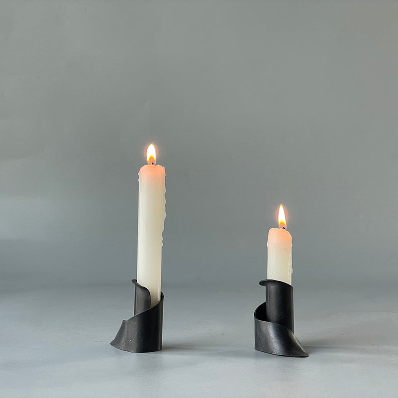 Hand Forged Iron Tabletop Candle Holder With Plate