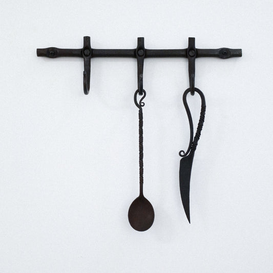 Hand Forged Vintage Iron Nail Hook With Three Hooks