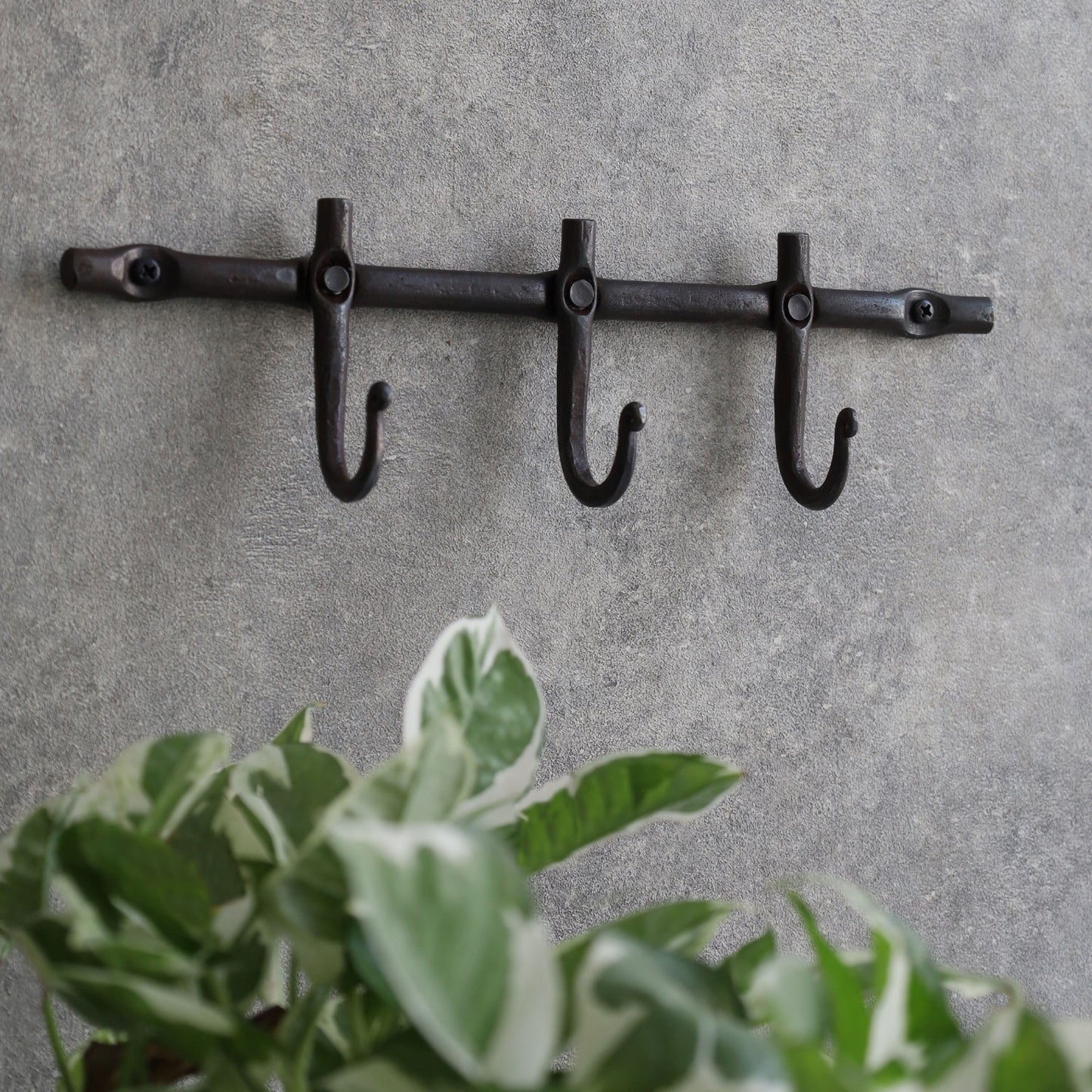 Hand Forged Vintage Iron Nail Hook With Three Hooks