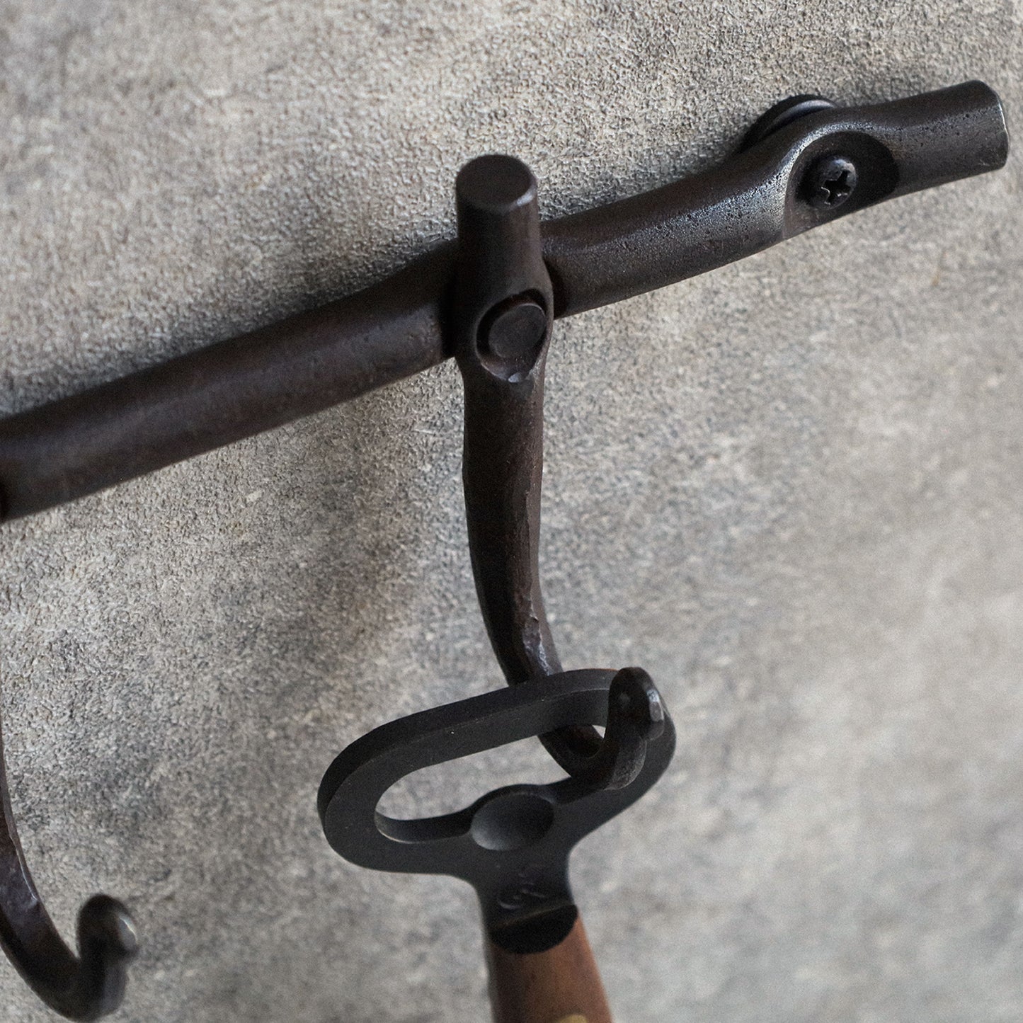 Hand Forged Vintage Iron Nail Hook With Three Hooks