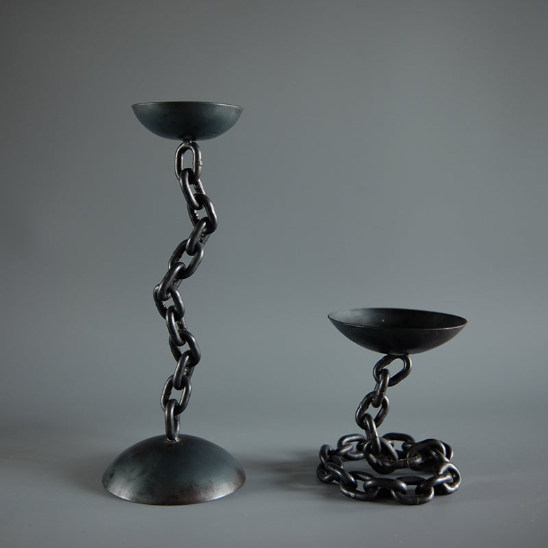 Handmade Iron Chain Tabletop Candel Holder