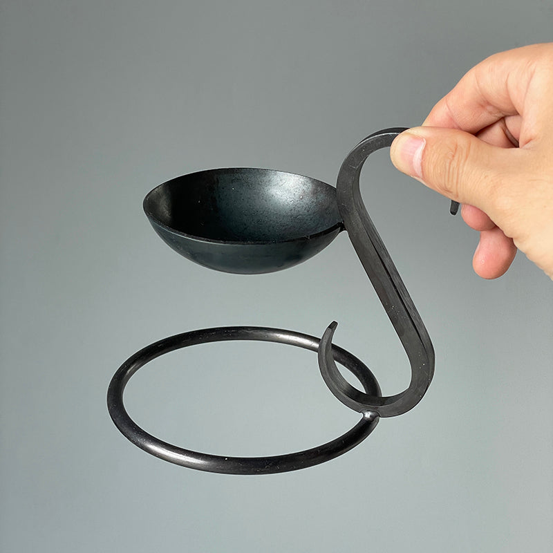 Vintage Forged Iron Tealight Tabletop Handle Candle Holder