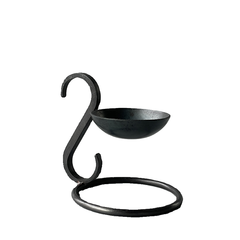 Vintage Forged Iron Tealight Tabletop Handle Candle Holder