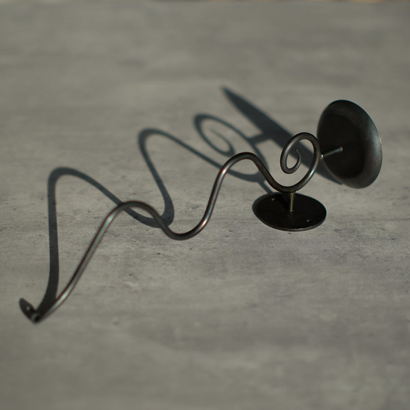 Vintage Forged Iron Wall Mount Curve Candle Holder