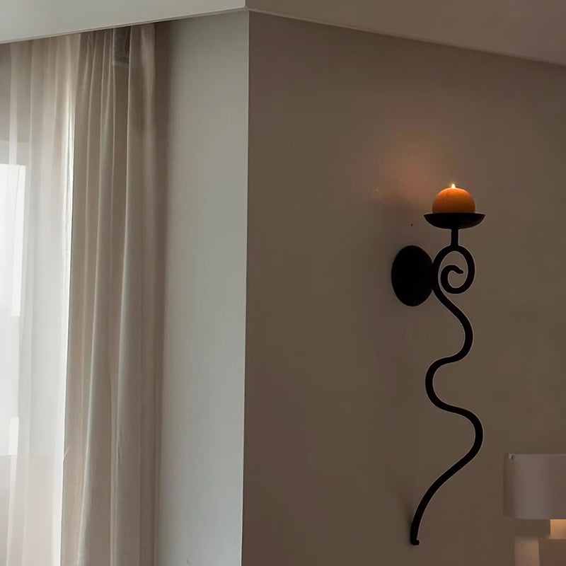 Vintage Forged Iron Wall Mount Curve Candle Holder