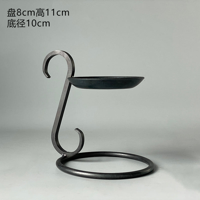 Vintage Forged Iron Tealight Tabletop Handle Candle Holder
