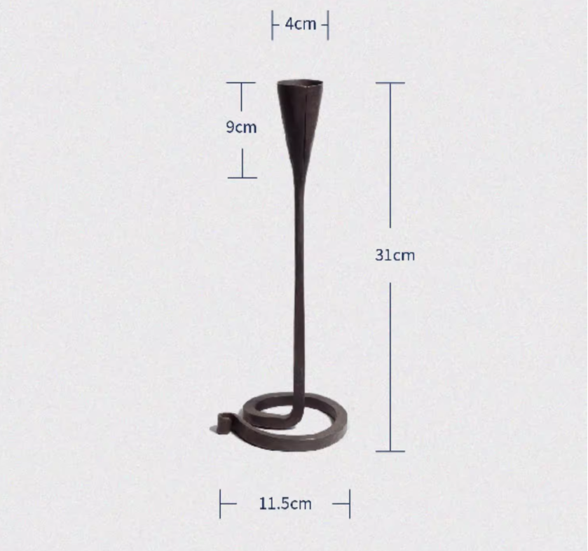 Hand Forged Iron Tall Tabletop Taper Candle Holder