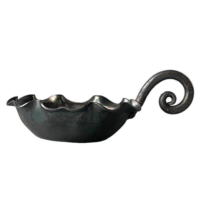 Hand Forged Iron Bowl Tabletop Candle Holder With Handle