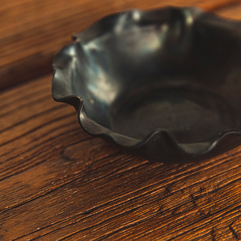 Hand Forged Iron Bowl Tabletop Candle Holder With Handle