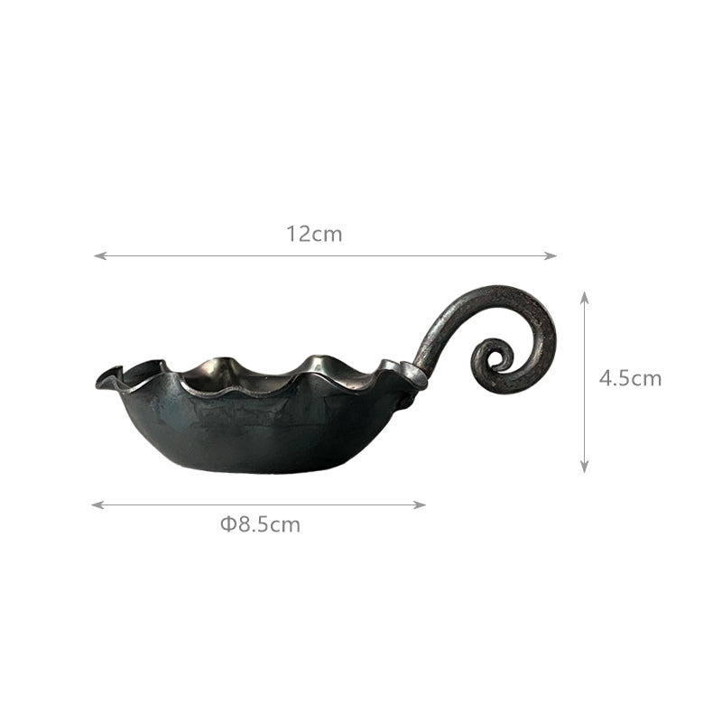 Hand Forged Iron Bowl Tabletop Candle Holder With Handle