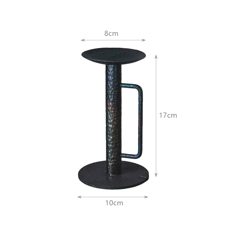 Hand Forged Iron Handheld Texture Tabletop Candle Holder