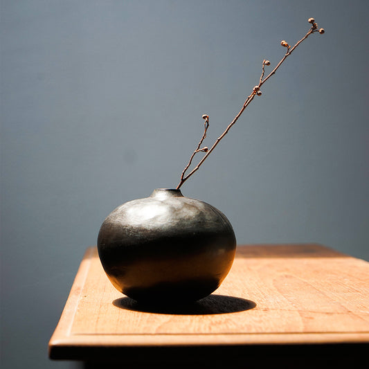 Hand Forged Iron Round Vase