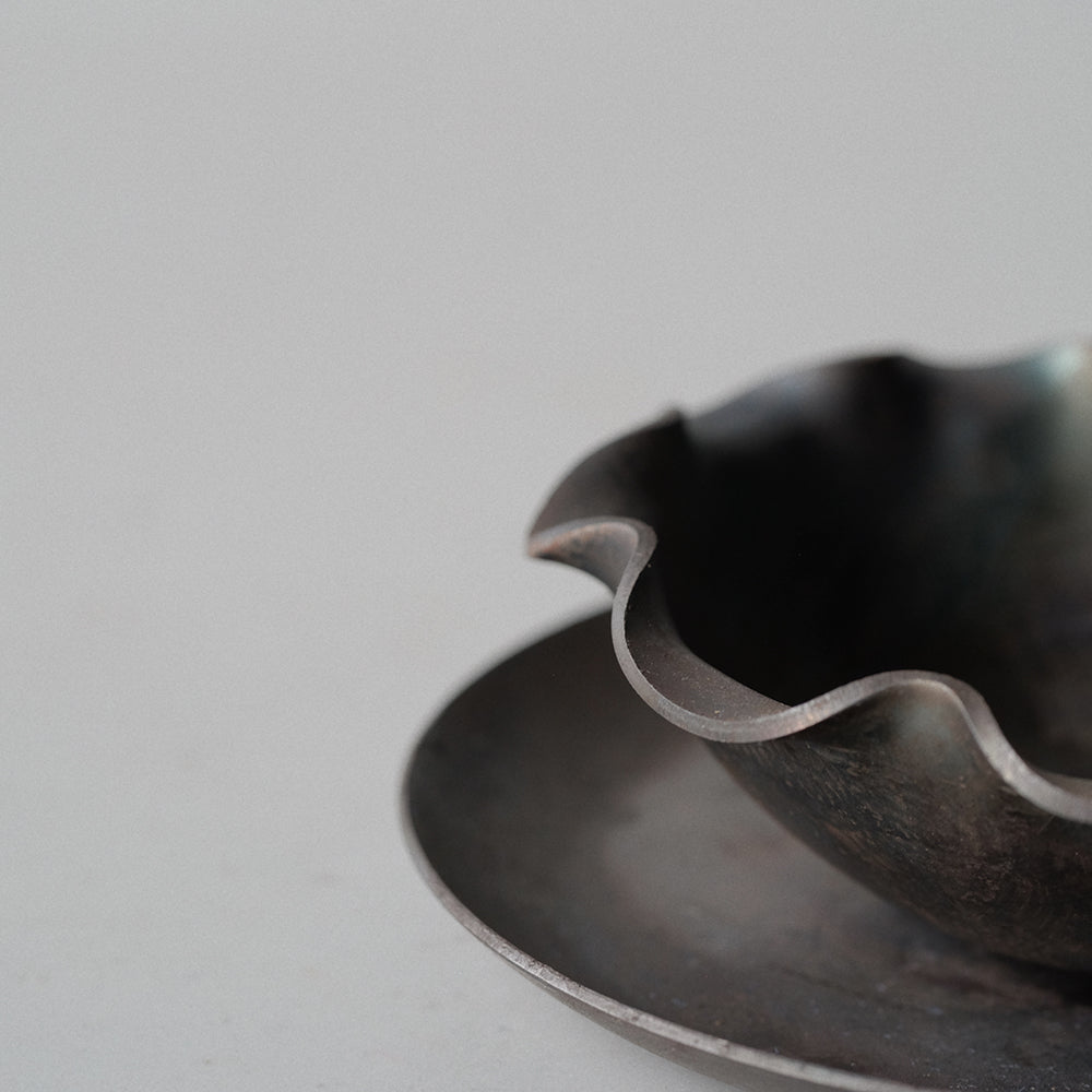Hand Forged Iron Tabletop Candle Holder With Plate