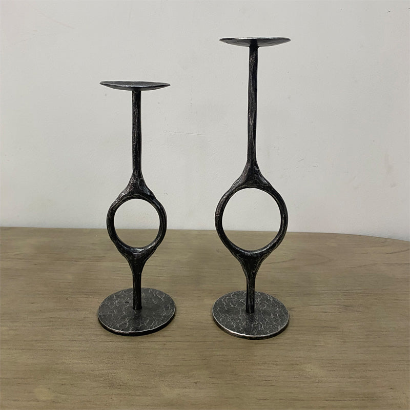 Hand Forged Iron Vintage Round Tabletop Candle Holder