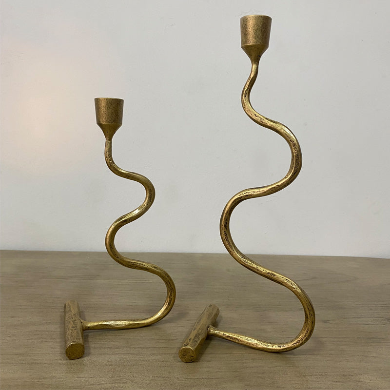 Hand Forged Iron Vintage Standing Wavy Style Candle Holder