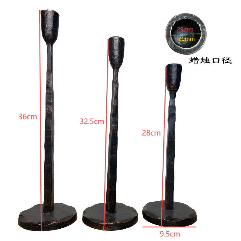 Hand Forged Iron Vintage Standing Candle Holder Set of 3