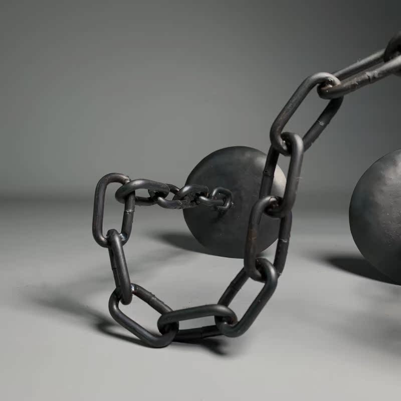 Hand Wrought Iron Chain Tabletop Candelabra - Two Arm